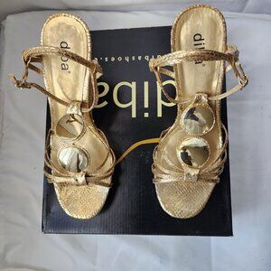 ✨Diba Y2K Glam Boho Chic Women’s Gold Metallic Strappy Wedge Sandals Size 8.5